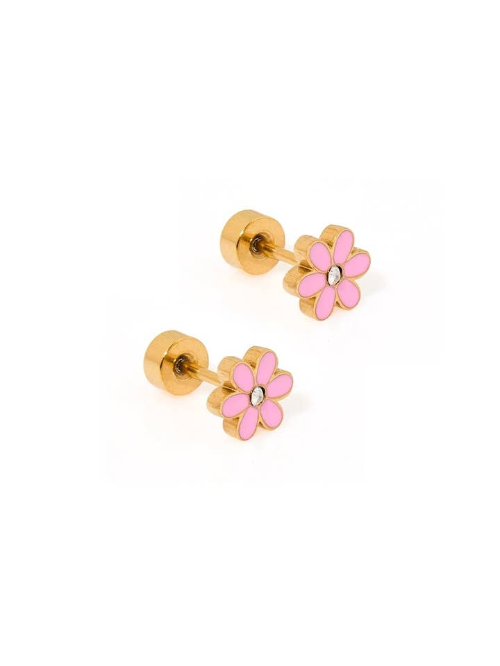 Screwback Stud Earrings - Alli Pink for wholesale by LINNY CO