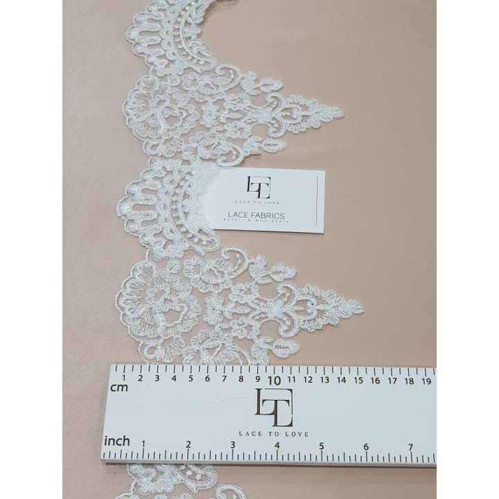 Ivory Lace Trimming French Alencon Bridal Wedding Lace for wholesale on Faire7