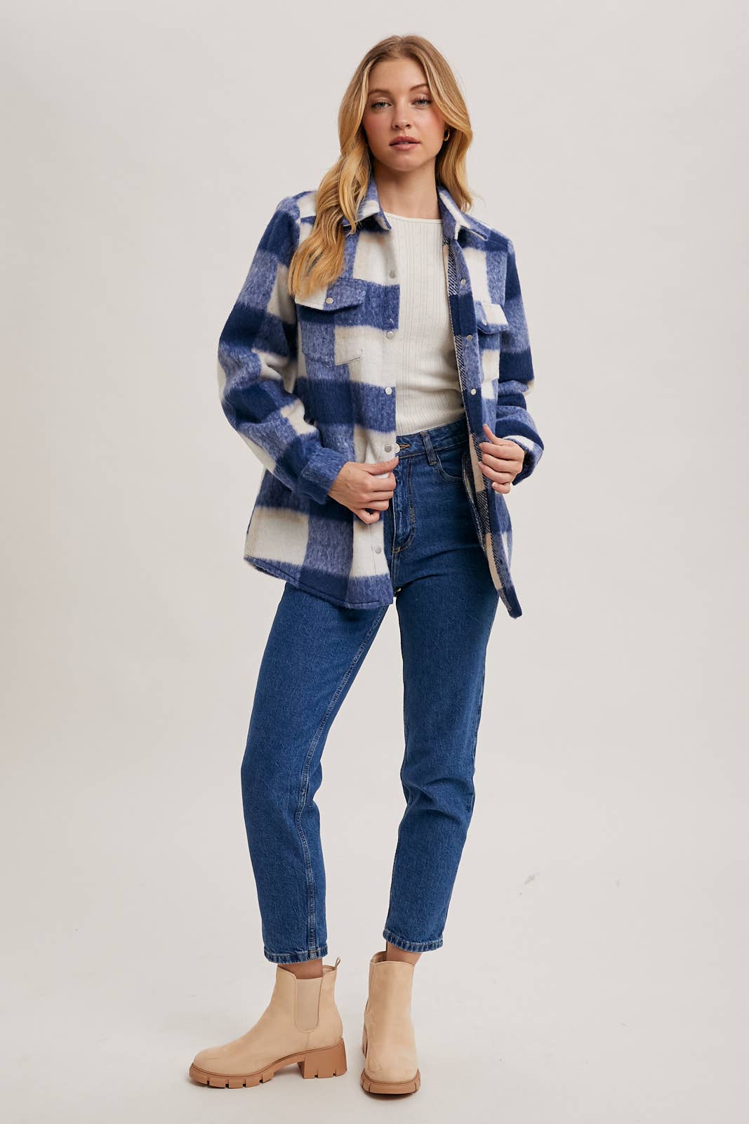 Bluivy – Engroshandel Skjortejakke/shacket – til kvinder – PLAID BØRSTET FLANNEL SHACKET25