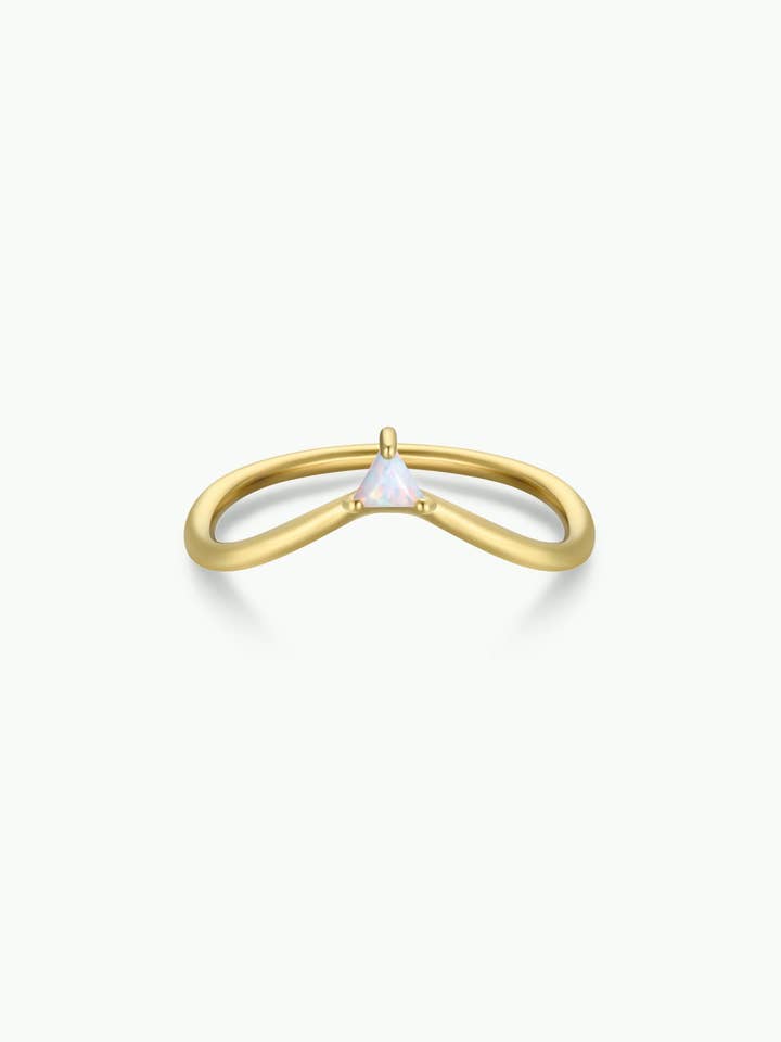 Gold Rings - Arched Triangle - White Opal for wholesale by JaxKelly
