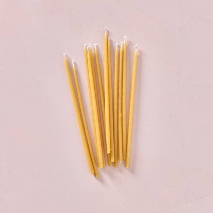 Hand-dipped Beeswax Birthday Candles | Tall Natural for wholesale on Faire2