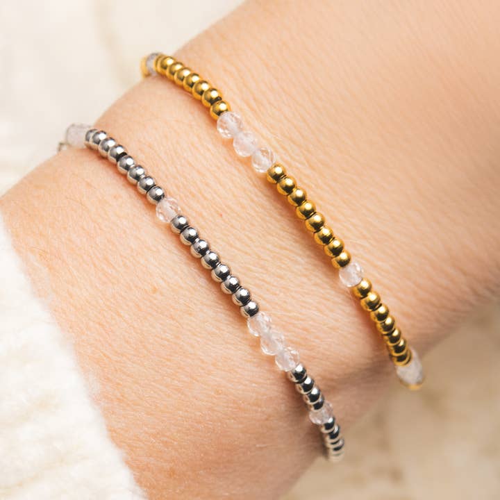 Elastische armband van helder kwarts voor wholesale door ISLA IDA