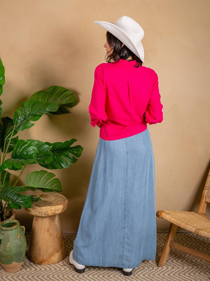 Lt Wash 4215-CAP Tencel Denim Maxi Skirt - Length 37" for wholesale on Faire