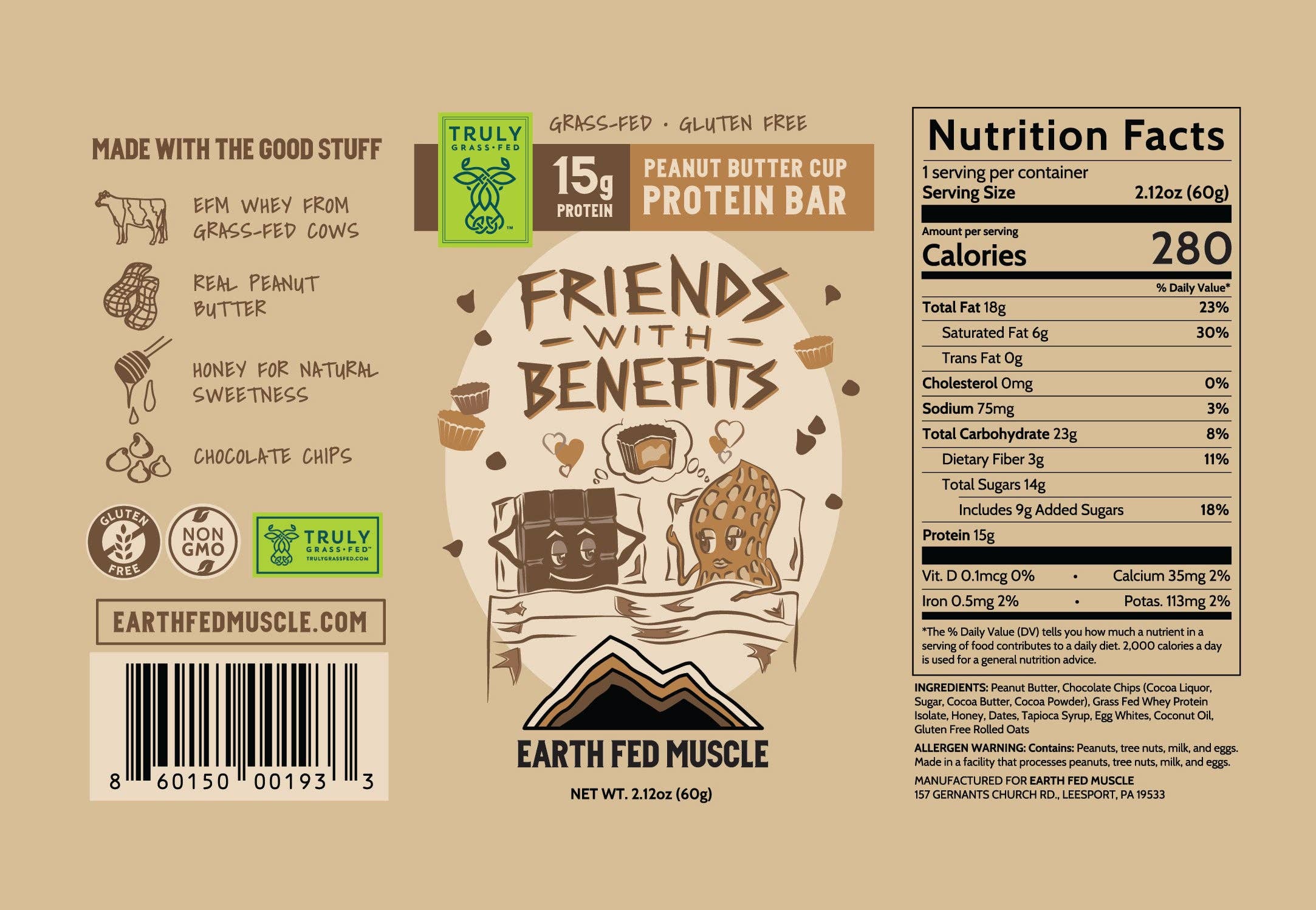 Earth Fed Muscle - Wholesale Snack Bar - Chocolate Peanut Butter Grass-Fed Whey Protein Bars8