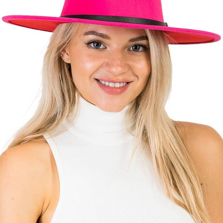Cap Zone - Wholesale Fedora - Women's - Red Bottom Black Belt Rancher Hat Wide Brim27