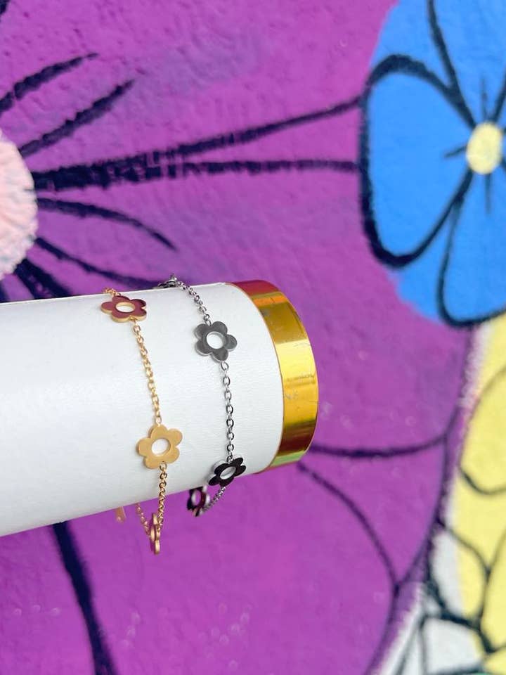 Flower Power Stainless Steel Bracelets for wholesale by Briano Wholesale