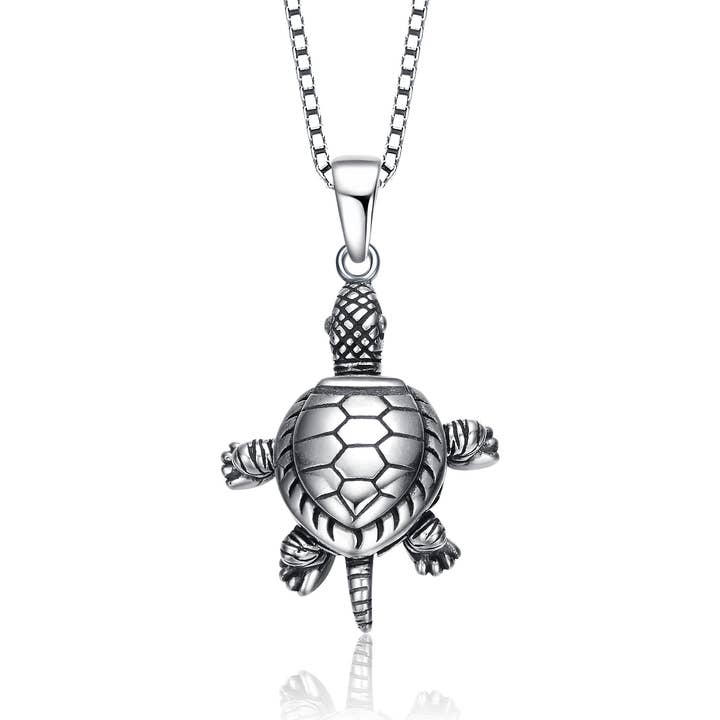Sterling zilveren gerhodineerde schildpad hanger ketting voor wholesale door Genevive