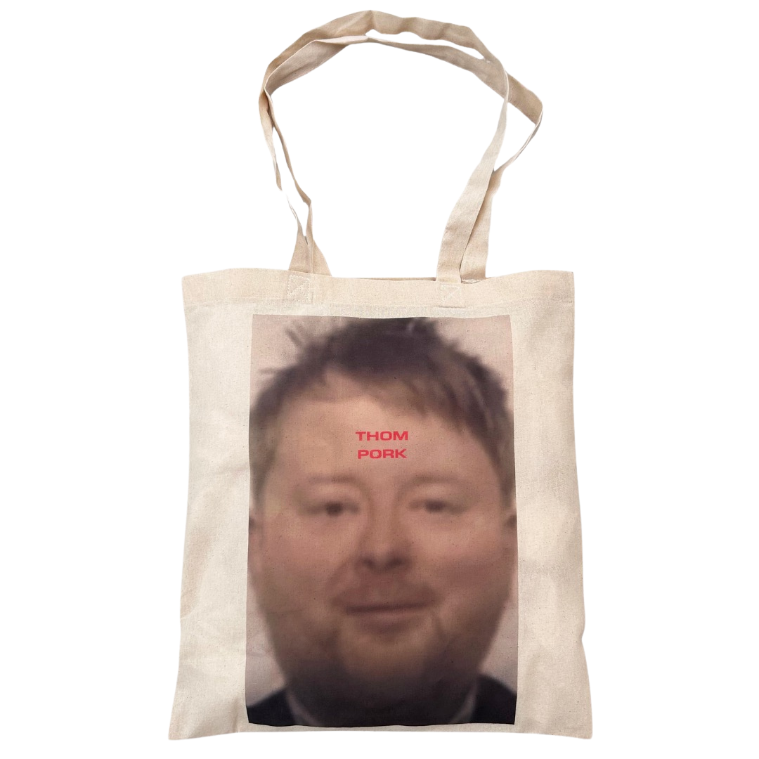 ZZZEBRAAA LIMITED – wholesale Tote bag – Unisex – Thom Pork Tote Bag - Funny Fat Thom Yorke - Hand Printed2