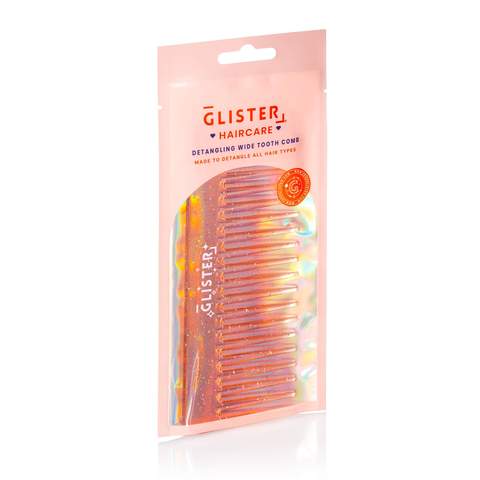 Glister - Wholesale Hair Brush/Comb - "Sparkle" Wide Tooth Detangling Comb | Glitter Finish16