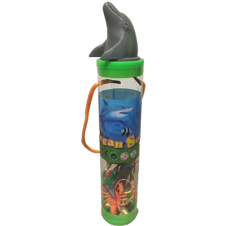 Texas Toy Distribution - Wholesale Figurine Toy - Kids - Sea Animal Figurines in Clear Tube with Dolphin Head Topper