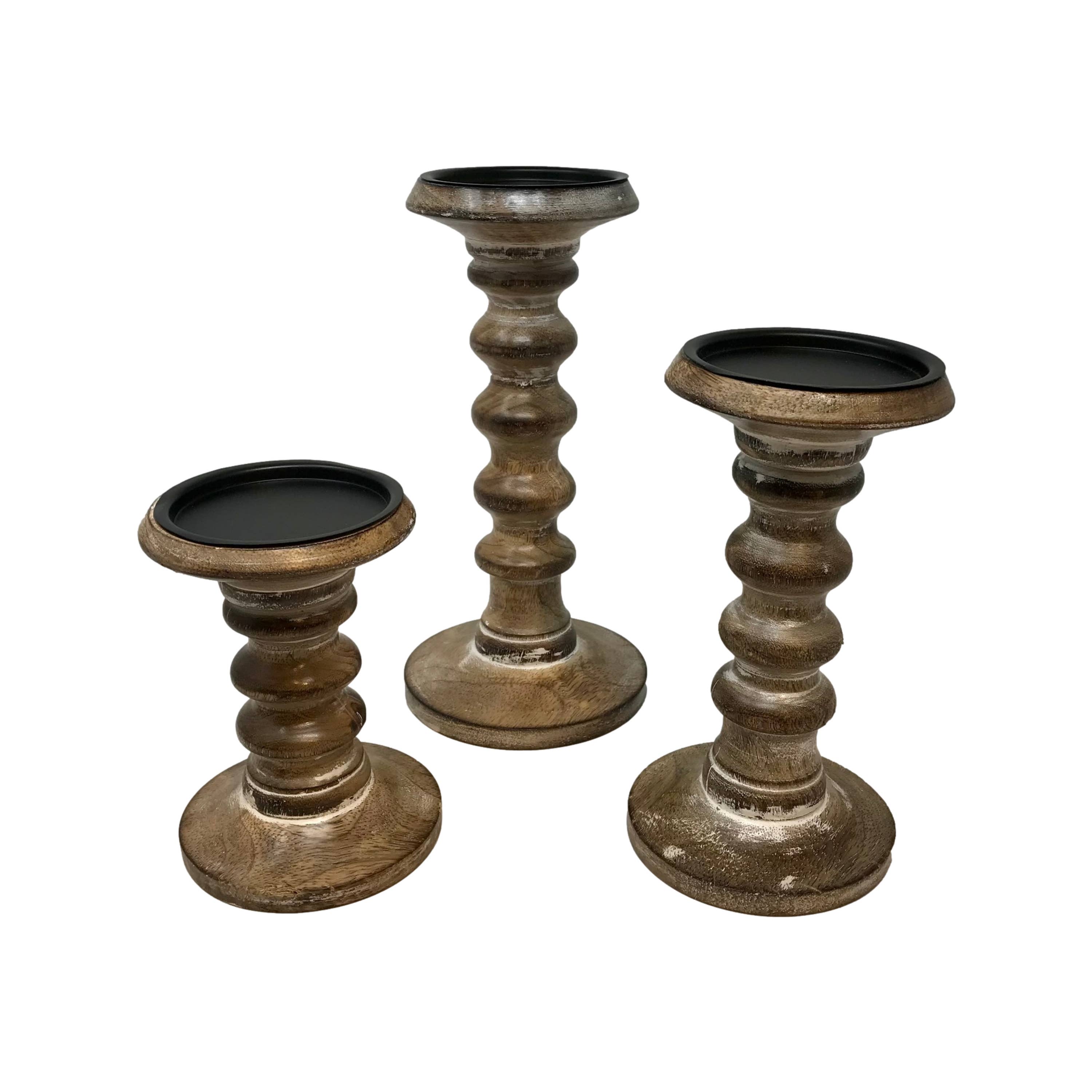 Wilco Home - Wholesale Candle Holder - Set/3 Solid Mango Wd Pillar Candleholders $19.95 Set13