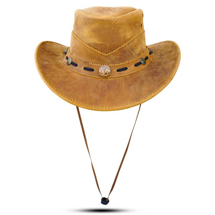 Hadzam - Venta al por mayor Sombrero cowboy - Unisex - Sombrero vaquero unisex marrón de cuero moldeable estilo western.1
