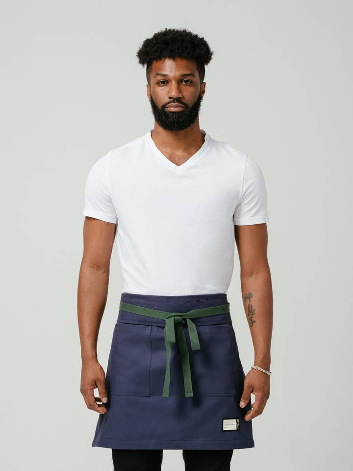 Deep Sea Navy Blue Bistro Apron for wholesale by Helt Studio Inc