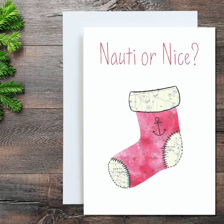 Nauti or Nice Christmas Card for wholesale by NaviStitch
