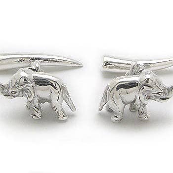 Elephant and Tusk Cufflinks in Sterling Silver for wholesale by Silver Insanity