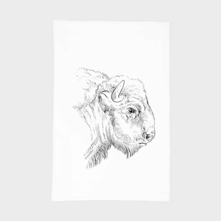 Green Bee Tea Towels - Wholesale Tea Towel - Buffalo Dish Towel | Tea Towels | Bison Head Kitchen Towel0