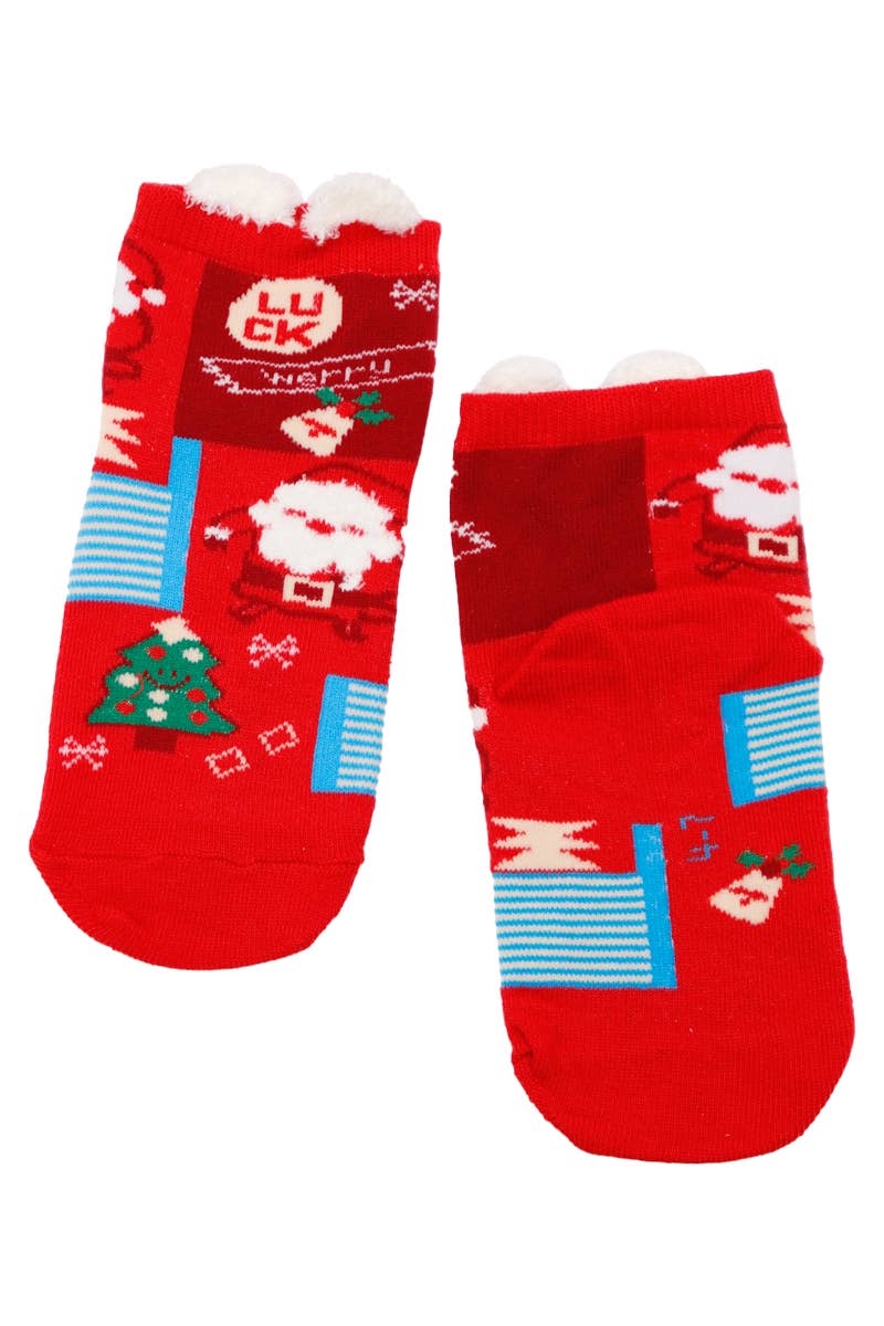 Cap Zone - Wholesale Socks - Kids - Kids Christmas Festive Elastic Quarter Socks1