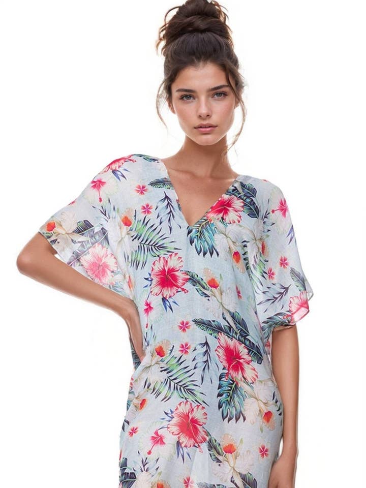 Love Story Print V-Neck Sun Dress Coverup for wholesale by Pool to Party