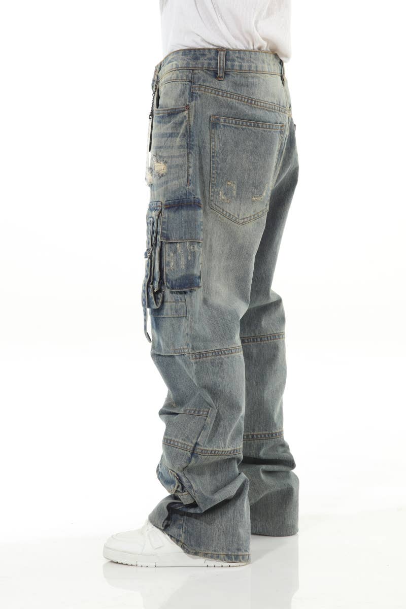 Stylo - Wholesale Jeans - Men's - Khaki Buckled Baggy6