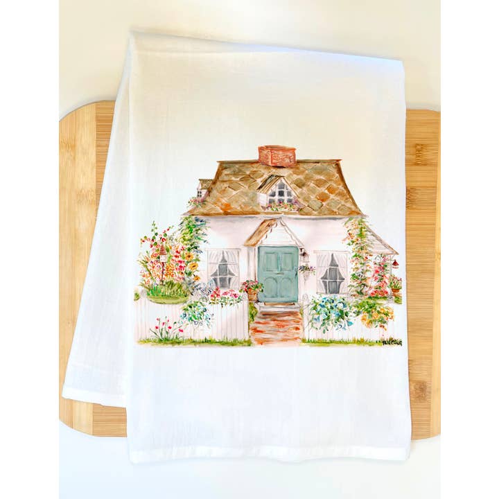 Flower Cottage Kitchen Towel for wholesale by Pamela Cassidy Designs