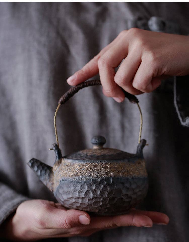 Gohobi （We cover U.S. import duties） - Vente Théière - Théière grande artisanale Gohobi en céramique noire et dorée8