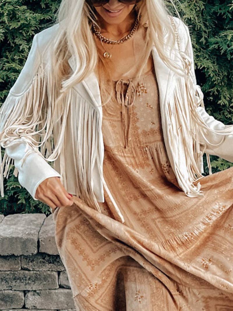 Tourtiwi – Engroshandel Jakke - Dame – Tourtiwi punkjakke i imiteret ruskind med frynser og revers9