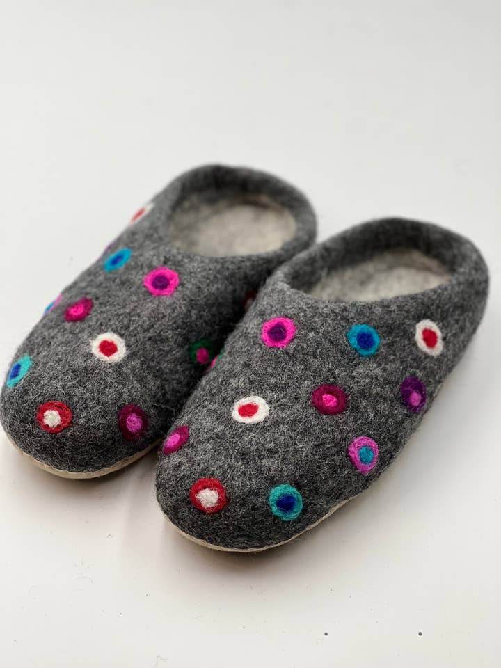Felted designed slipper (Charcoal) FS01 for wholesale by NURBU INC.