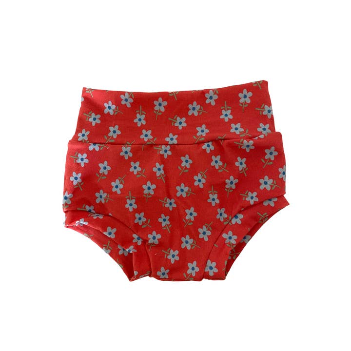 Bummies florais vermelhos, bummy floral, shorts infantis por atacado de Remi Rae’s LLC