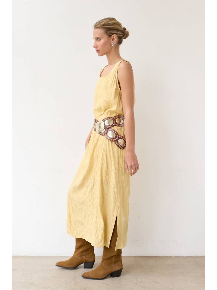 MUTE YELLOW Textured Easy Dress With Slip Dress - RD1103 for wholesale on Faire5