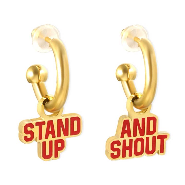 Kansas City Chiefs Stand Up and Shout Huggie Earring for wholesale by EB and Co.