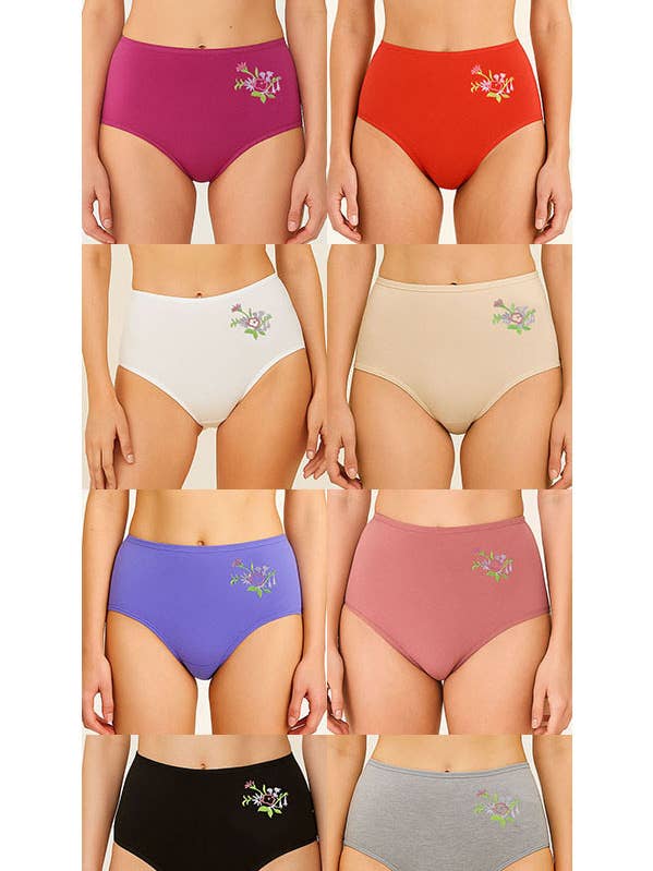 Youmita Mutandine Mamma Ricamate con Fiori - 532-PTY-12-C01 per la vendita all'ingrosso da parte di Best Underwear Line