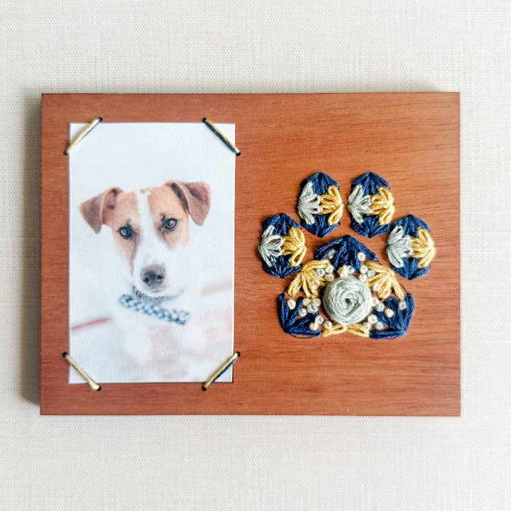 Pretty Paws Embroidered Instant Photo Frame | Laser Cut Wood for wholesale by Sew Festive Embroidery Co.