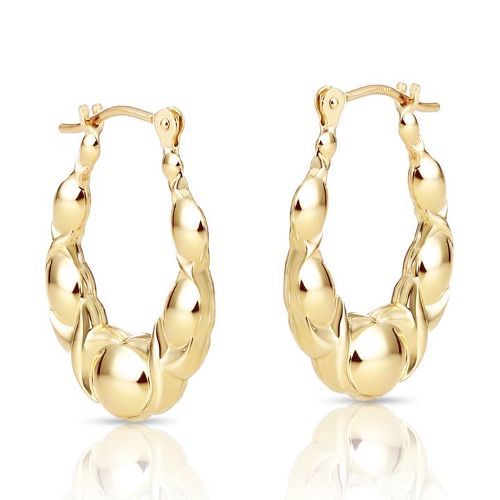 10K Yellow Gold XO Small Oval Hoop Earring for wholesale by NY Gold & Silver Trading Inc.