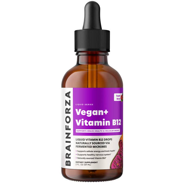 Gouttes liquides de vitamine B12 Vegan+, 2 oz pour la vente par Brain Forza®