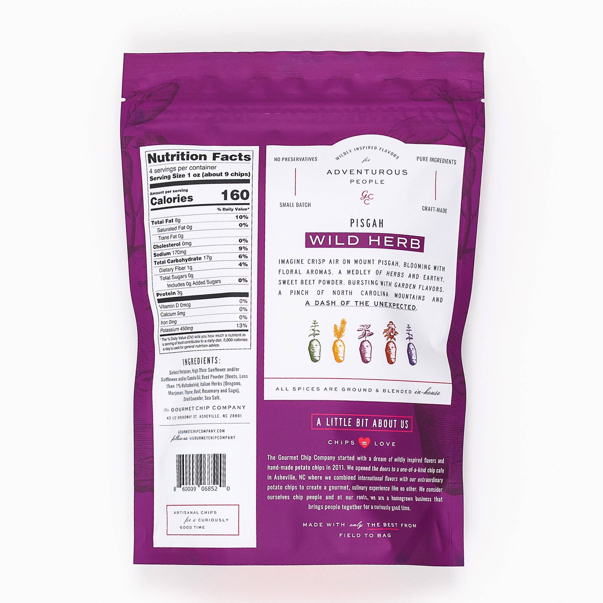 The Gourmet Chip Company - Wholesale Chips - Pisgah Wild Herb Thick Cut Potato Chips - Case of 122