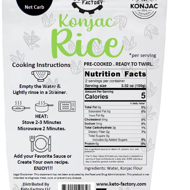 KETO Factory - Wholesale Rice - Keto Factory Premium Konjac Dining Rice1