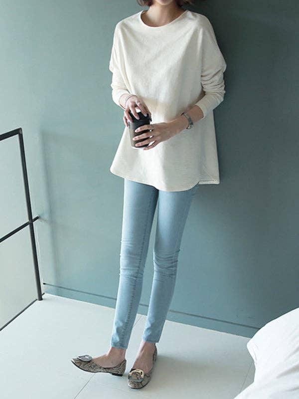 Sheer Trend – Túnica - Mulher por atacado – Camisetas simples de mangas compridas de cor sólida4