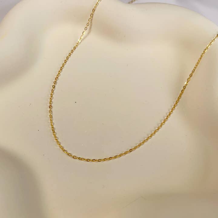 Melange Blanc - Vente Collier maille et chaîne - N027 Collier à maillons ras du cou minimaliste en or vermeil 18 carats6