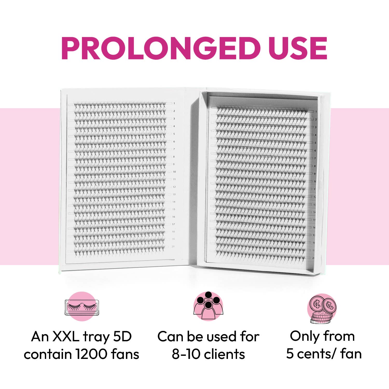 Eyesy Lash - Vendita all'ingrosso Ciglia finte - Vassoio Easy Fans XL/XXL (a partire da €1,3 /ventola) | Promade 3D - 20D5