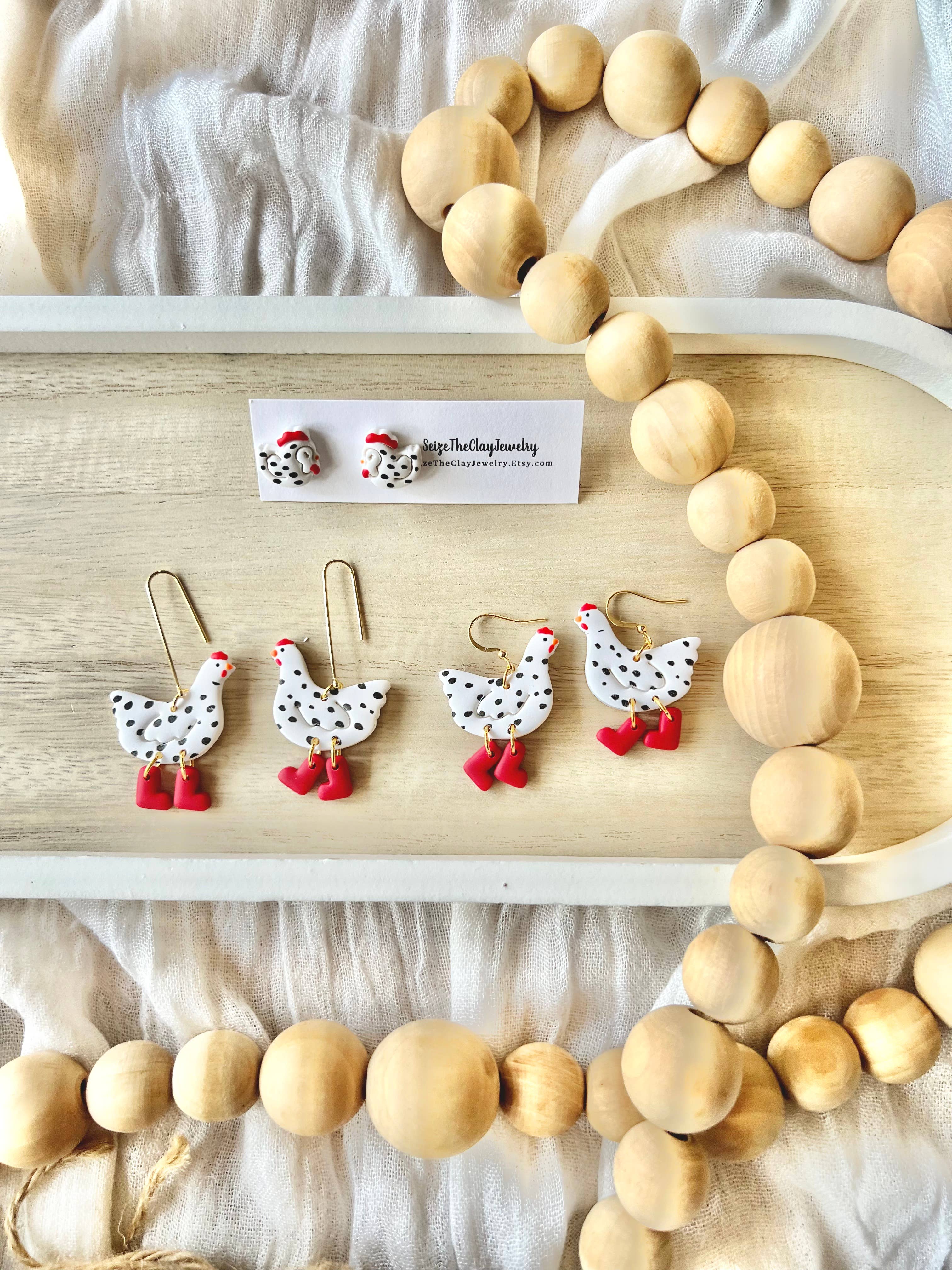 SeizeTheClayJewelry – Brincos de argola por atacado – Brincos de Galinha em Barro, Brincos de Galinha, Brincos de Animais de Quinta4