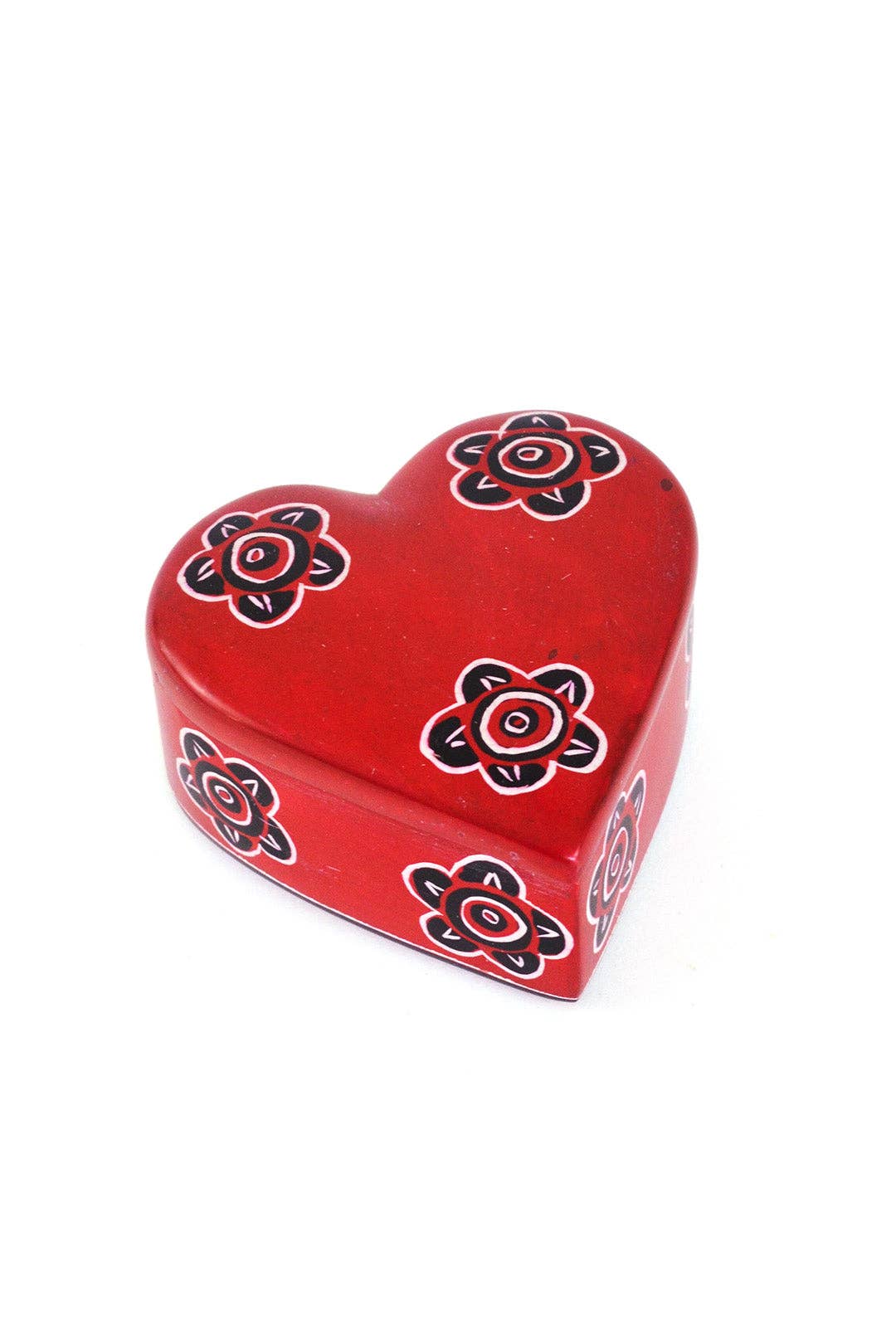 Swahili | AFRICAN MODERN - Wholesale Decorative Box - Blooming Soapstone Heart Box in Red - Valentine's Day Gifts