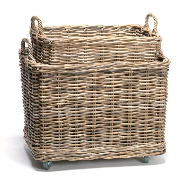 STORAGE BASKET WHEELS KUBU RATTAN for wholesale by Bacon Basketware