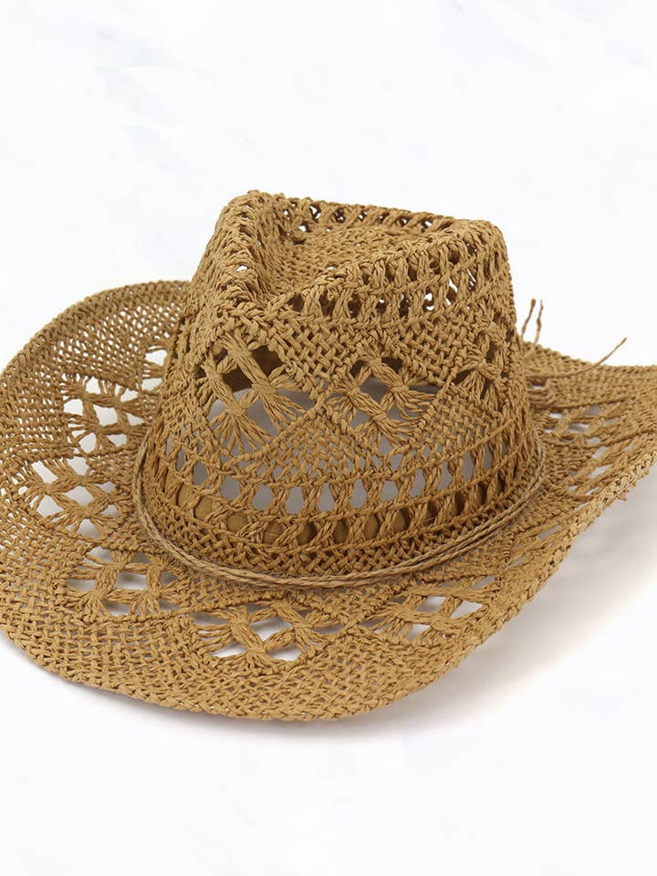 Western Style Cowboy Handmade Woven Straw Hat for wholesale by Suzie Q USA