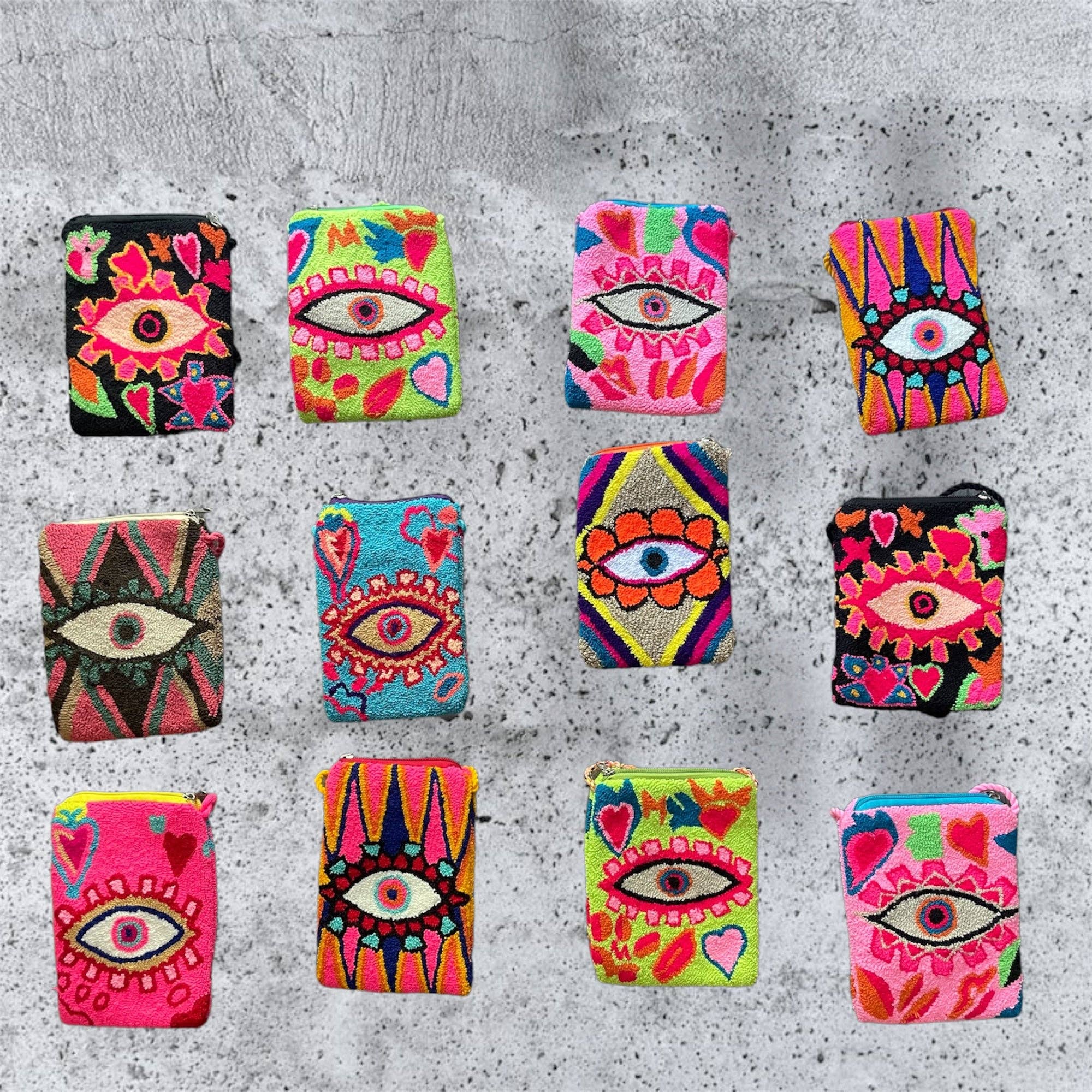 Boutique Femade ® - Wholesale Phone Wallet - Women's - Pink Evil Eye Wayuu Phone Holder5