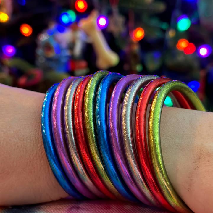 Woman Shops World - Wholesale Bangle Bracelet - Single Rainbow Thai Buddhist Temple Bracelet, Mantra Bangle4