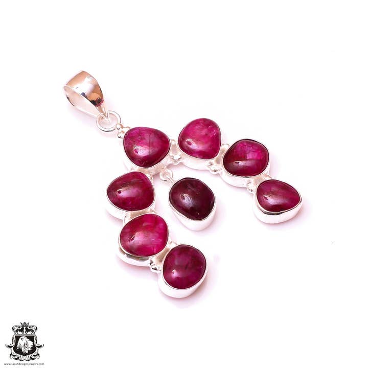 SARAH DESIGNS JEWELRY - Wholesale Pendant/Charm Necklace - Kashmir Ruby Native Squash Blossom Pendant & 3MM Italian Chain P10067