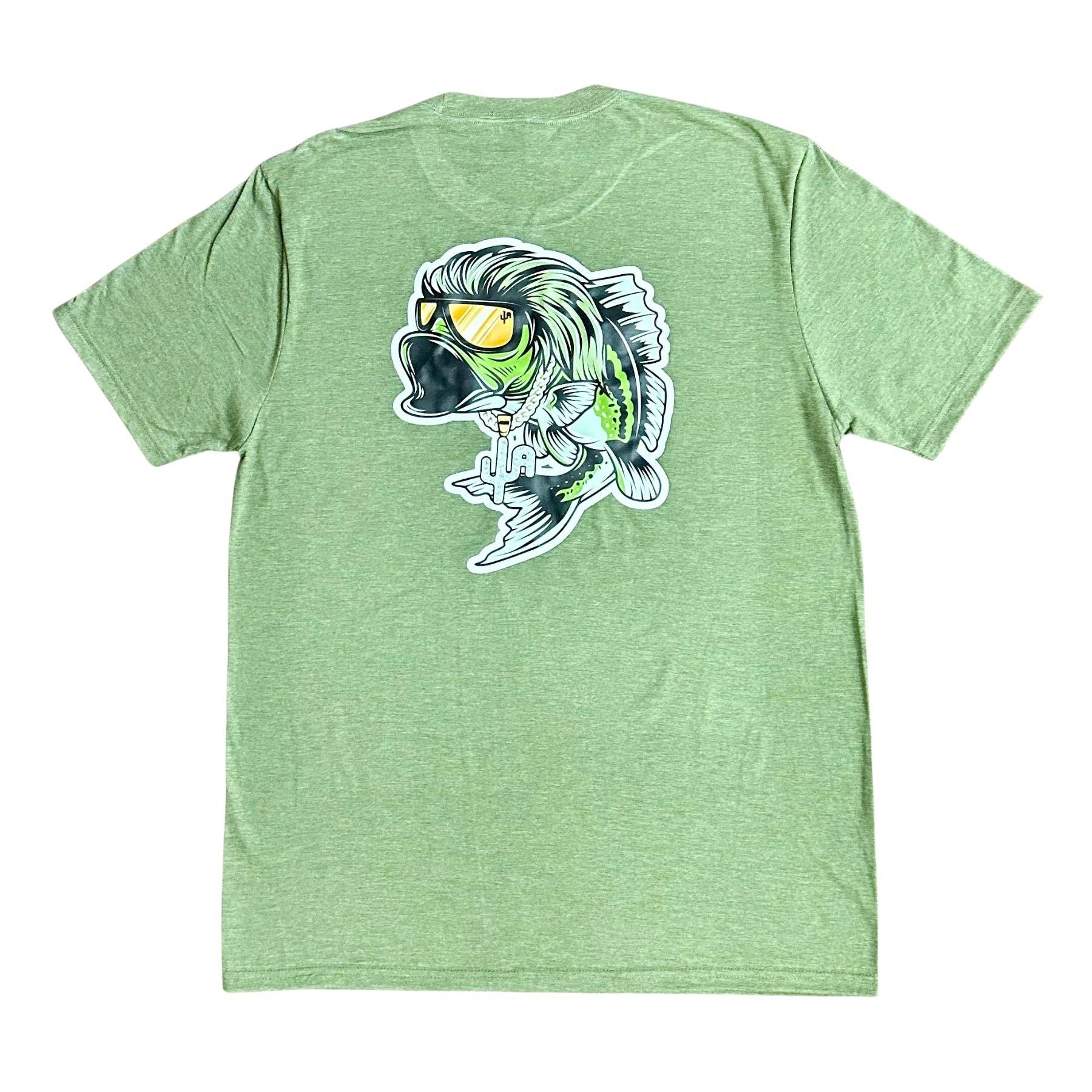 Cactus Alley Hat Co. - Wholesale Screen Printed T-Shirt - Unisex - "Mullet Bass" - Military Green Adult Tee (2024)0