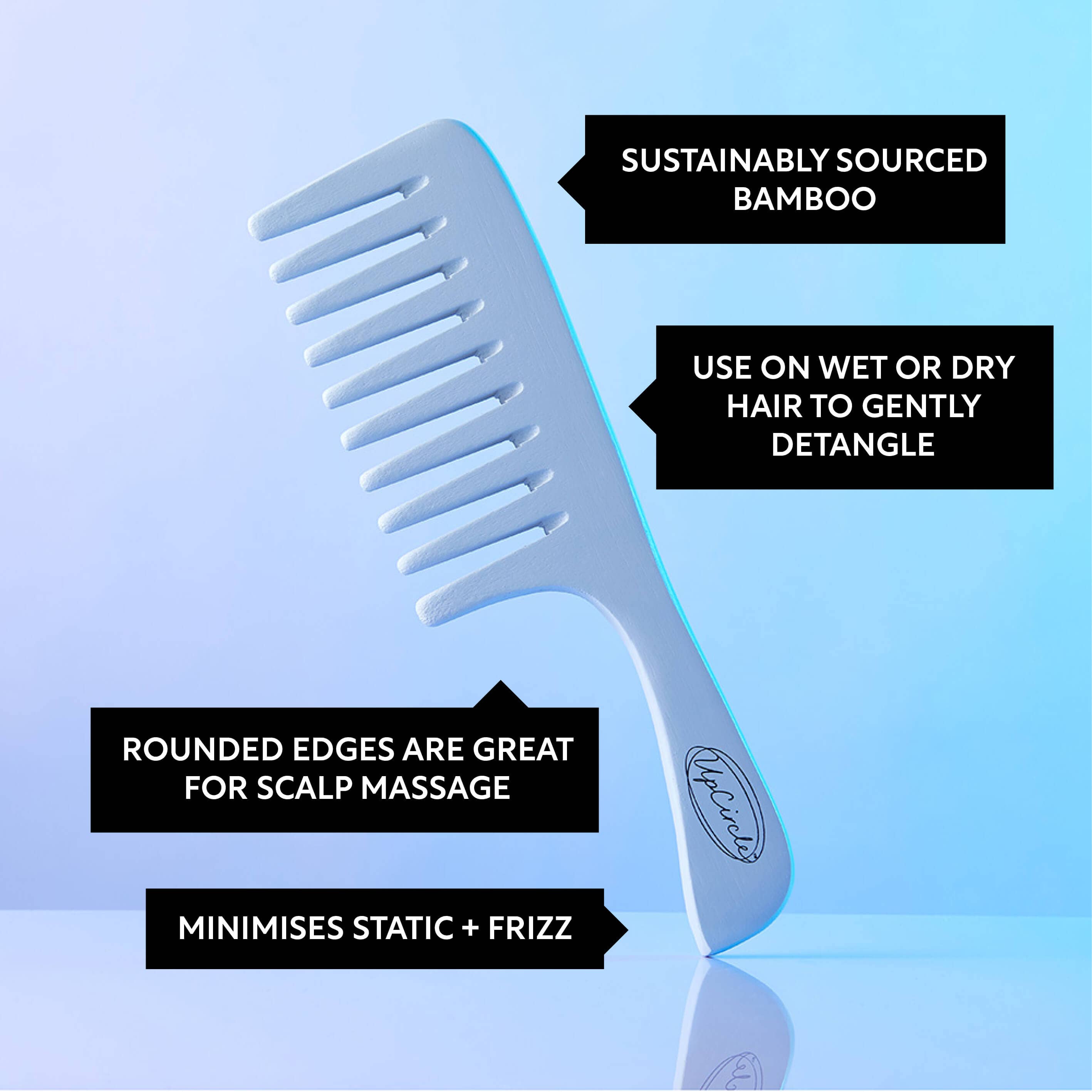 VIAI Beauty - Wholesale Hair Brush/Comb - Bamboo Wide Tooth Comb3