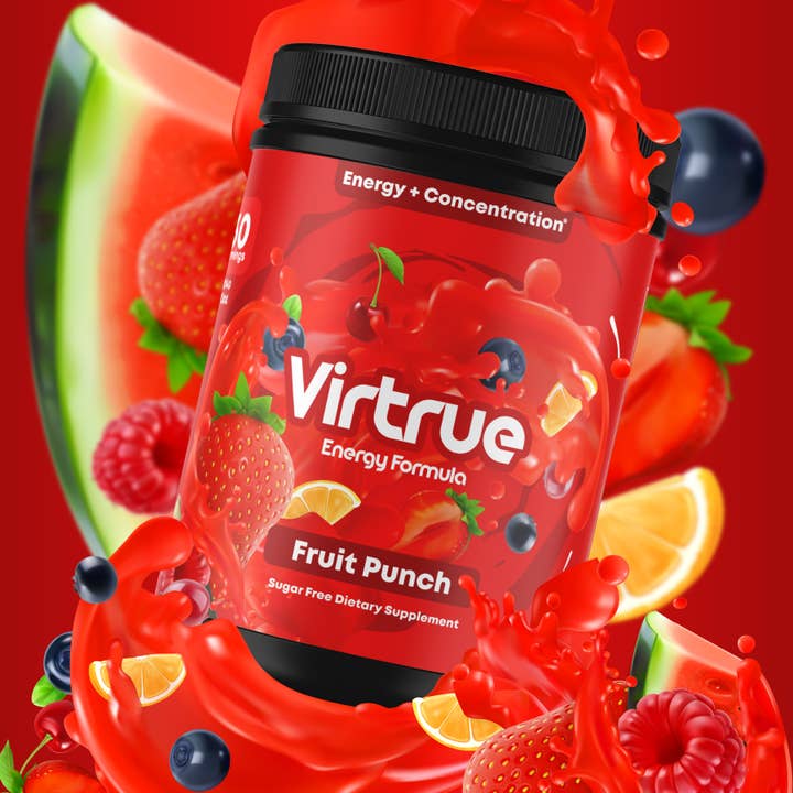Virtrue – Großhandel Pulverförmige Gesundheitsgetränke – Fruchtpunsch Pre-Workout & Fokus-Pulver - Hergestellt in den USA - 5 Sterne