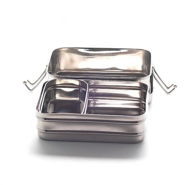 Meals in Steel - Wholesale Lunch bag/box - Medium Lunch Box Twin Layer Rectangular - Stainless Steel4